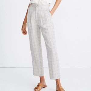 Pleated Taper Wide-Leg Pants in Windowpane